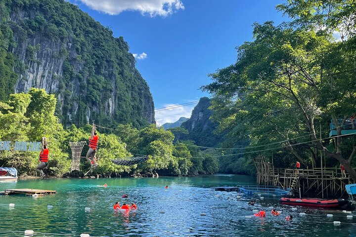 Phong Nha River Cruise & Dark Cave , Zipline, Mud Bath & Trekking