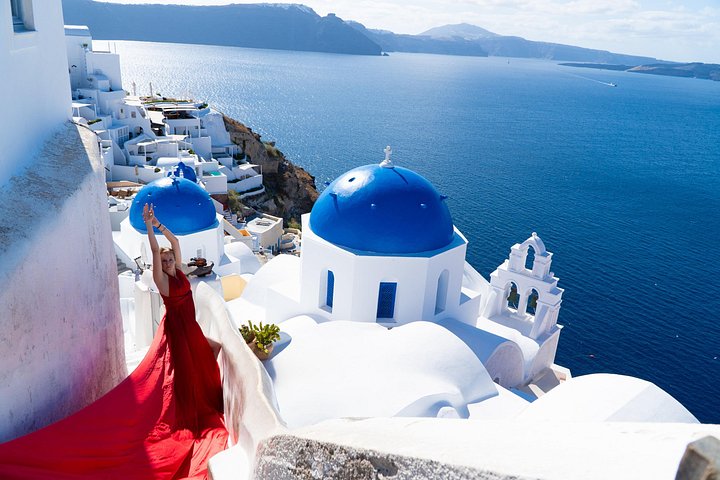 Santorini Flying Dress by Rozali Photography