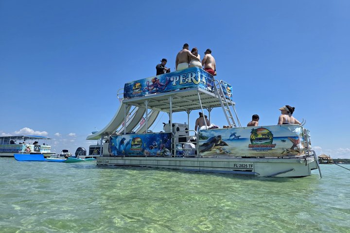 Three Slide Crab Island Party with Paddleboard Lily Pad Cooler